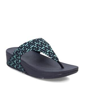 Fitflop EUC Midnight Navy Mix LULU Gel-Webbing Toe-Post Thong Sandal Slide 7